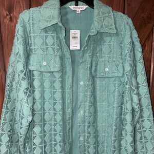 Davi & Dani teal lace shacket